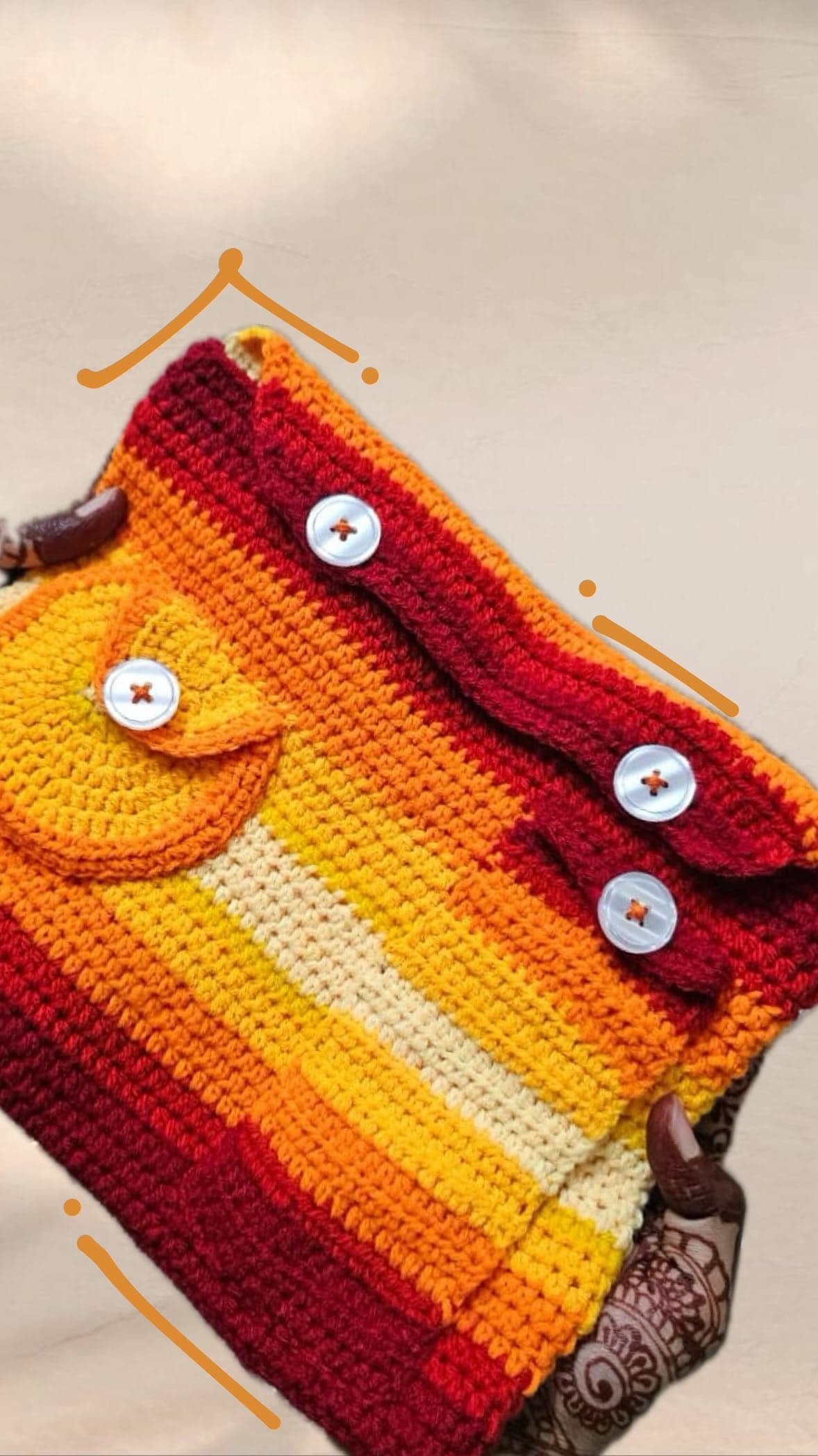 Striped hand pouch